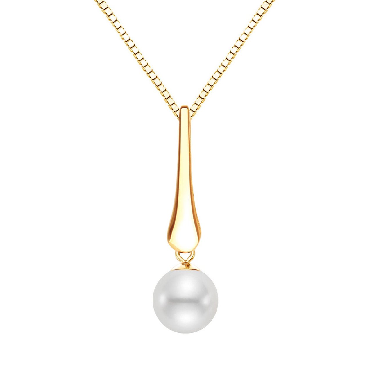 14K Yellow Gold 8-8.5mm Freshwater Cultured Pearl Drop Pendant - Image 1