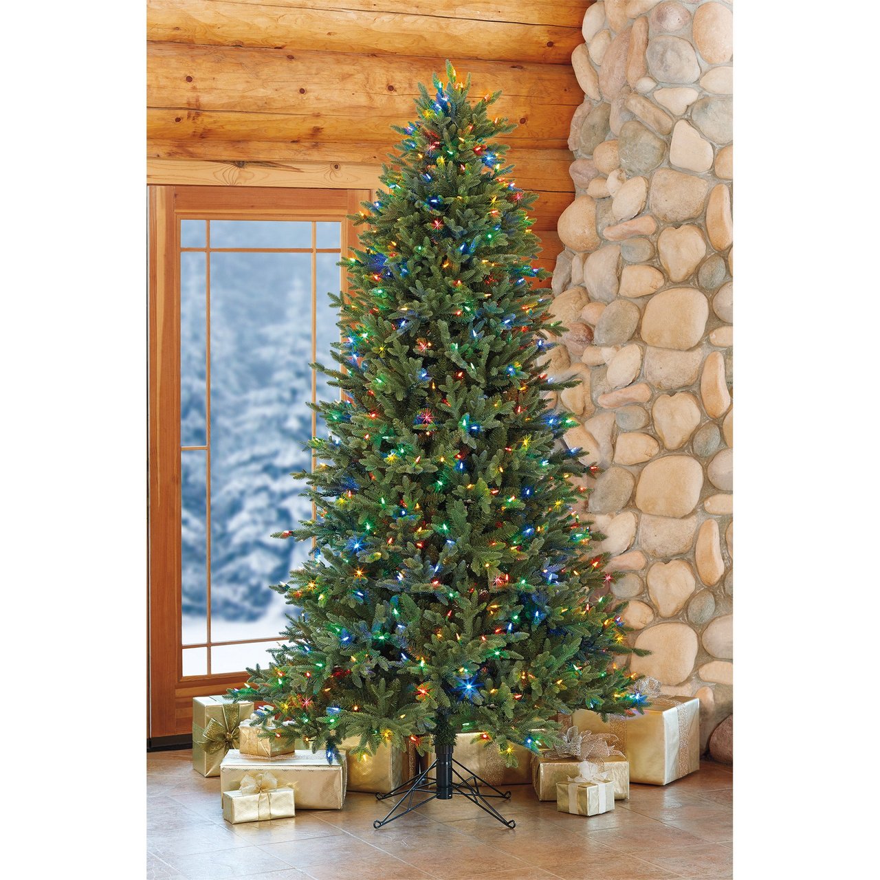 7.5' Pre-Lit LED Aspen Christmas Tree - SureBright EZ Connect Color Choice - Image 1