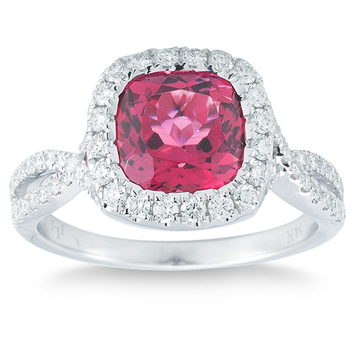 14kt White Gold .49 CTW VS2, I Diamond and Pink Tourmaline Ring - Image 1