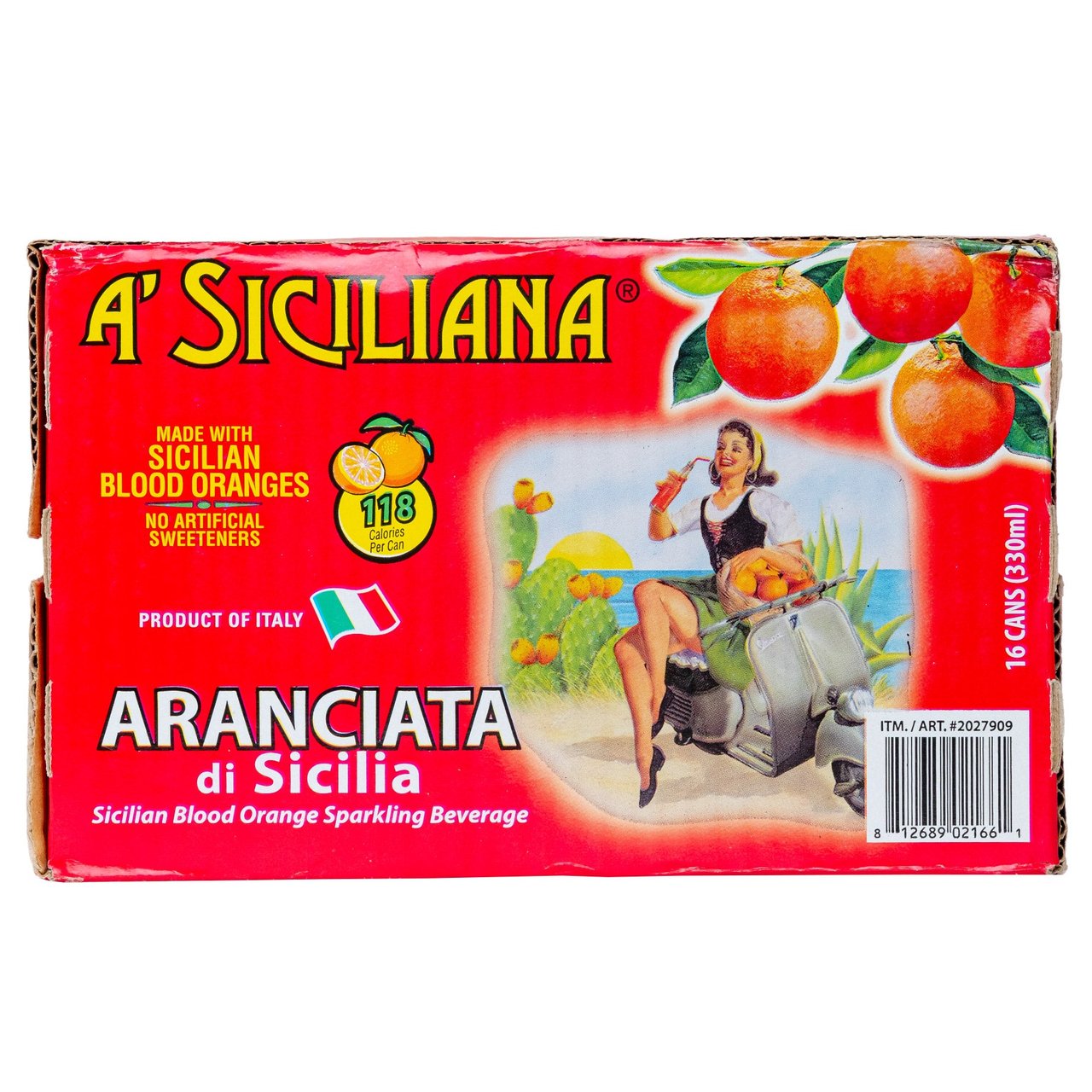 A'Siciliana Italian Soda Blood Orange, 16 x 11.15 fl oz - Image 1