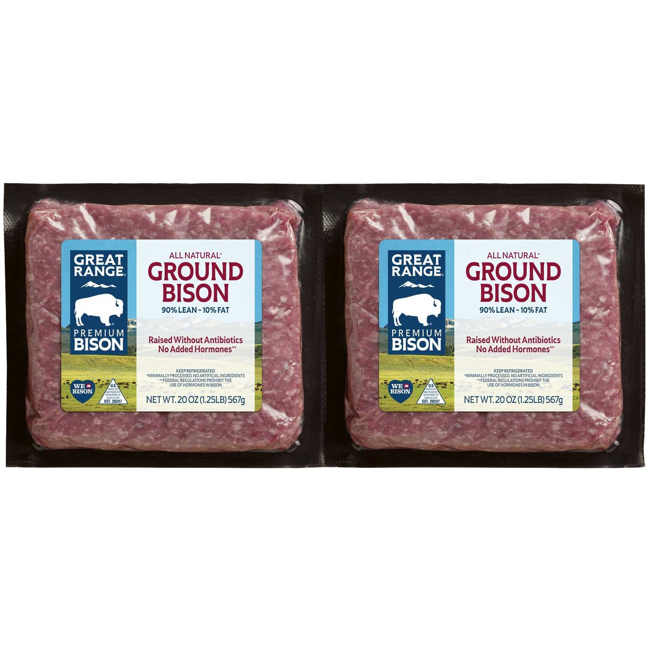Great Range Ground Bison 90% Lean, 2 - 1.25 lb Units