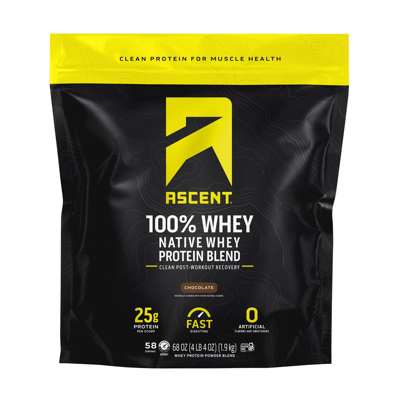 Ascent 100% Whey Protein Chocolate, 4.25 lbs - Image 1