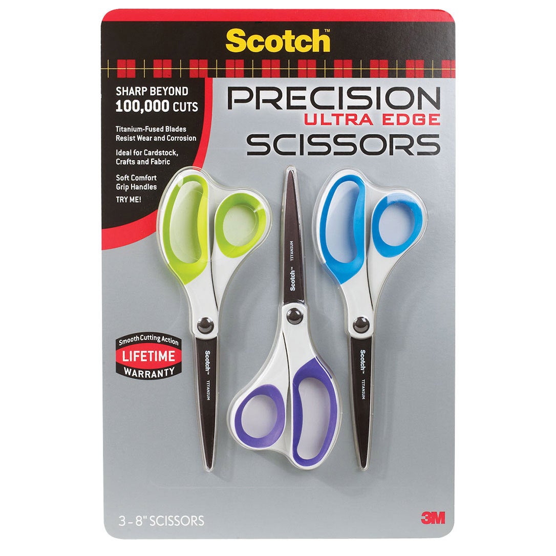 3M Scotch Precision Ultra Edge 8" Scissors, 3-Pack - Image 1