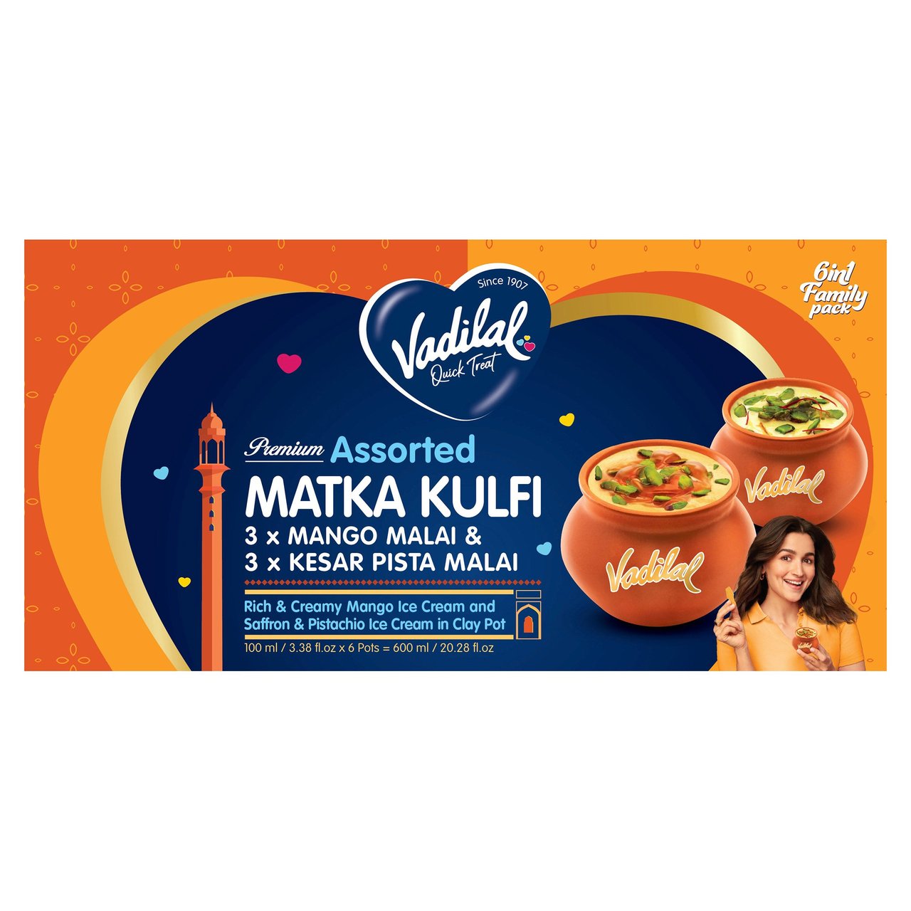 Vadilal Kulfi Variety Pack, 6 Count, 20.28 Ounces - Image 1