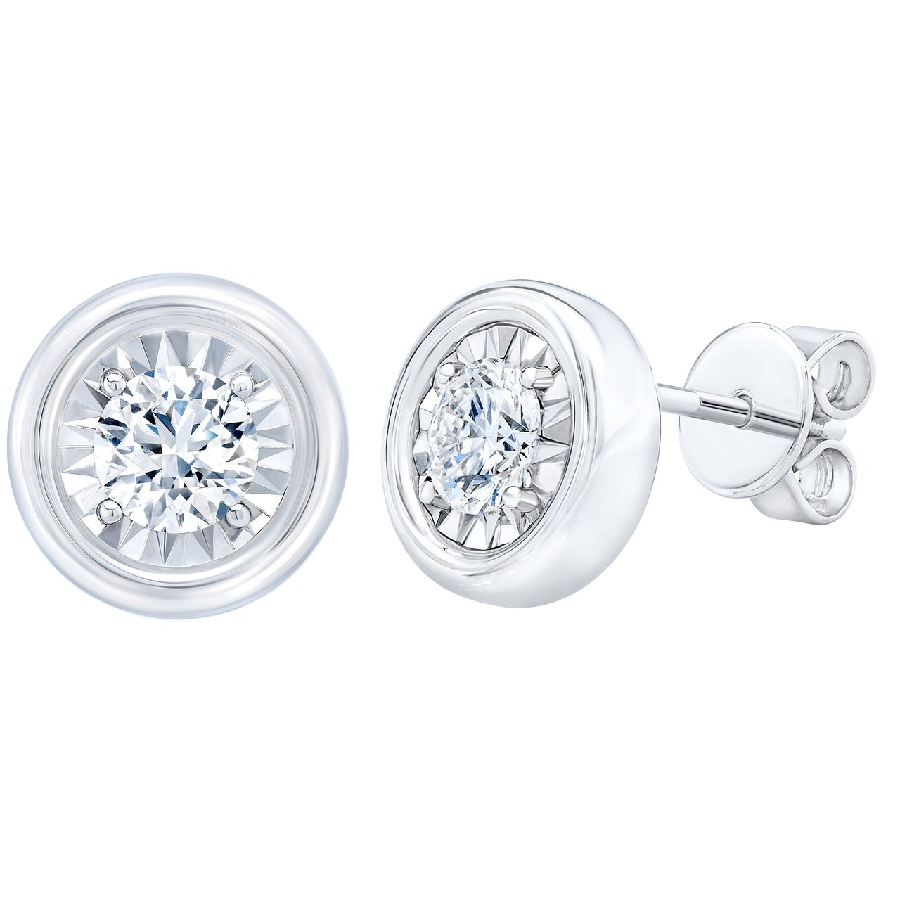 14K White Gold 0.60 CTW VS2 Clarity, I Color Round Brilliant Diamond Stud Earrings - Image 1