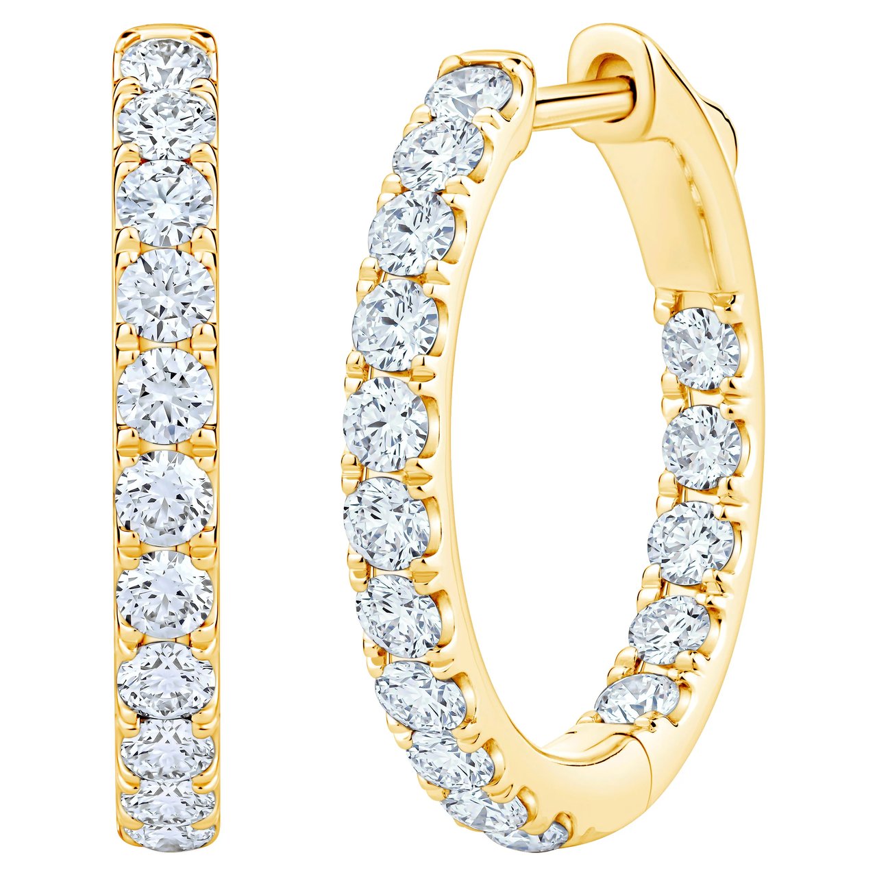 14KT WHITE GOLD VS2 I 1.00CTW ROUND DIAMOND HOOP EARRINGS - Image 1