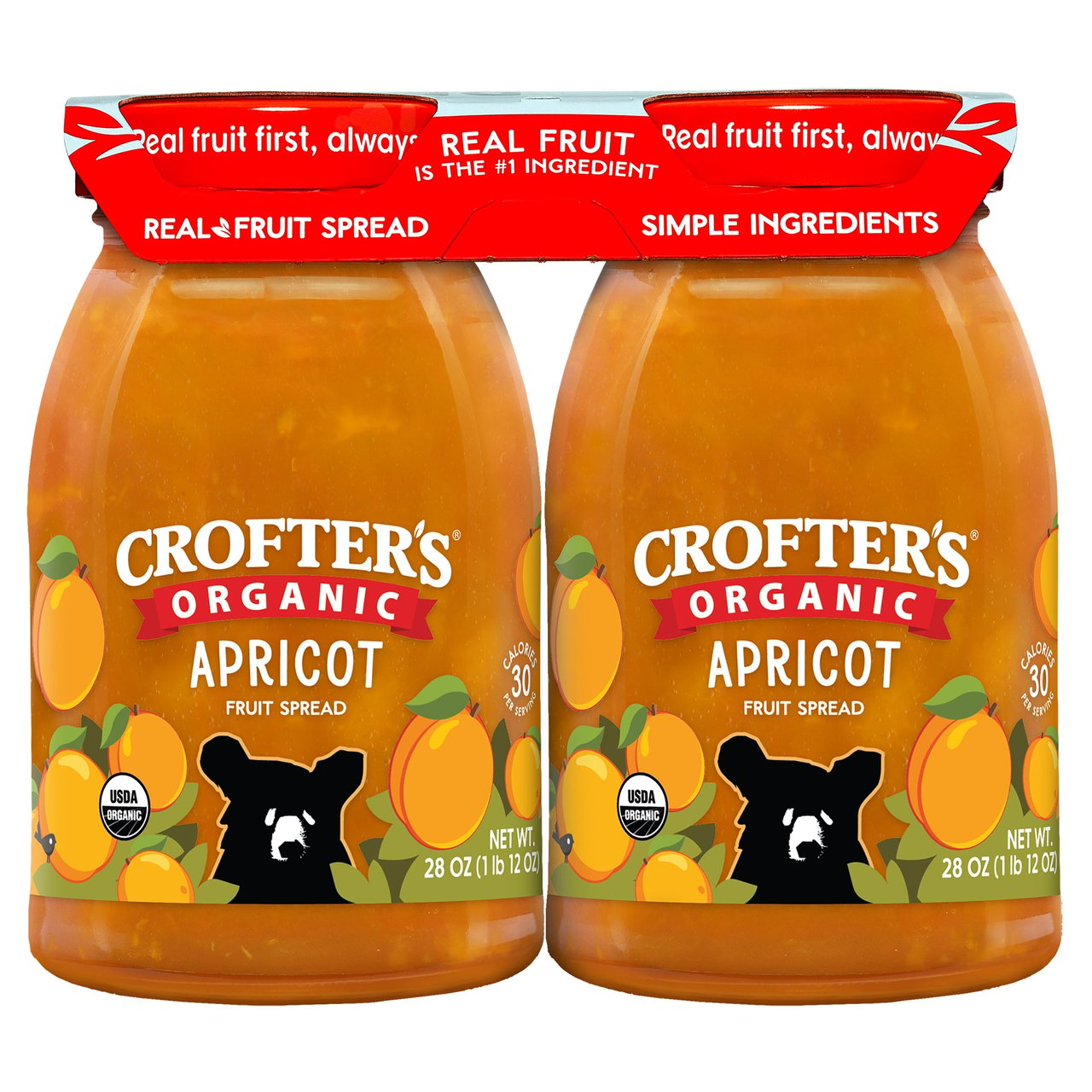Crofter's Organic Apricot Spread, 2/28 oz - Image 1