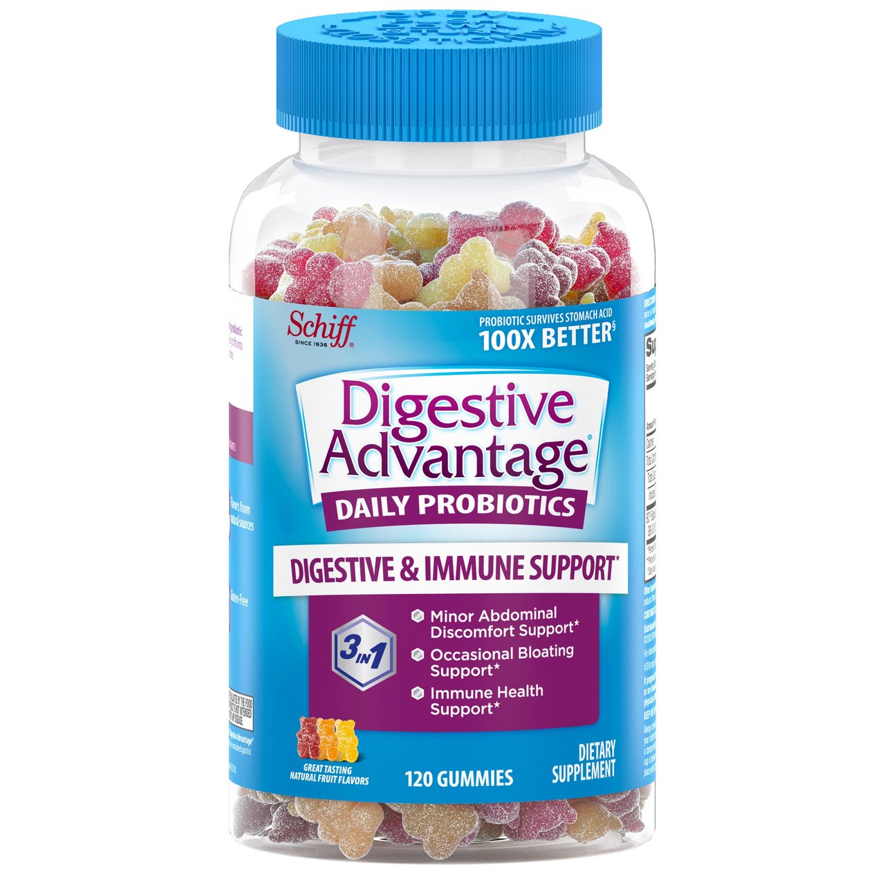 Schiff Digestive Advantage Probiotic Gummies, 120 Count - Image 1