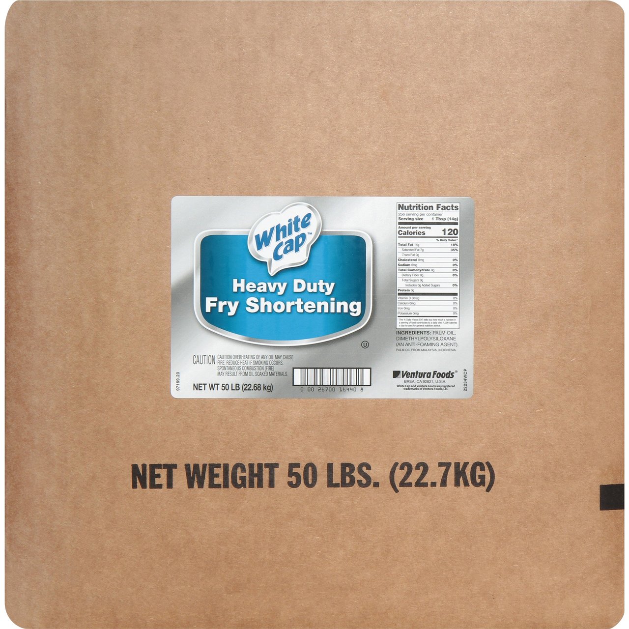 White Cap Heavy Duty Fry Shortening, 50 lbs (5.99 Gallons) - Image 1