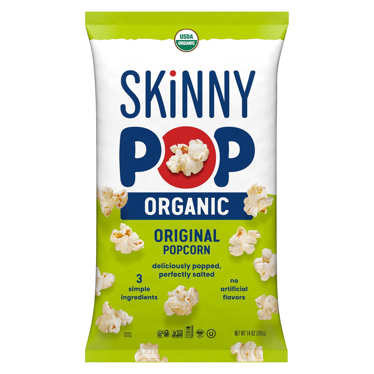 SkinnyPop Organic Popcorn, Sea Salt, 14 oz - Image 1