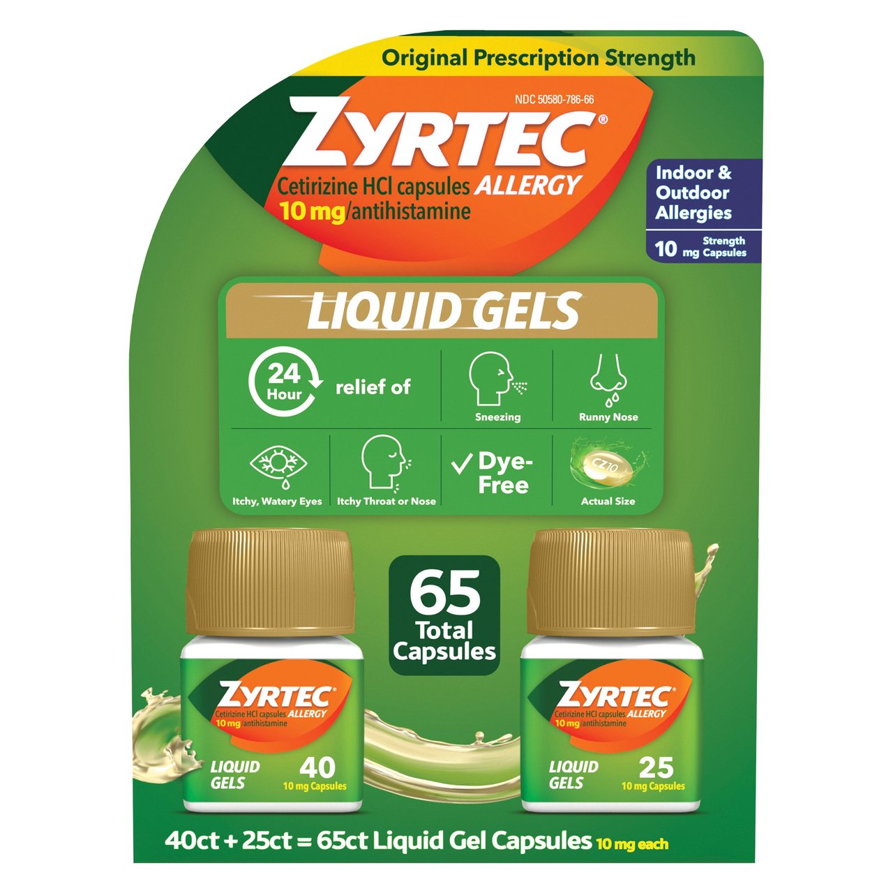 Zyrtec Allergy 10mg Liquid Gels 65 Count - Image 1