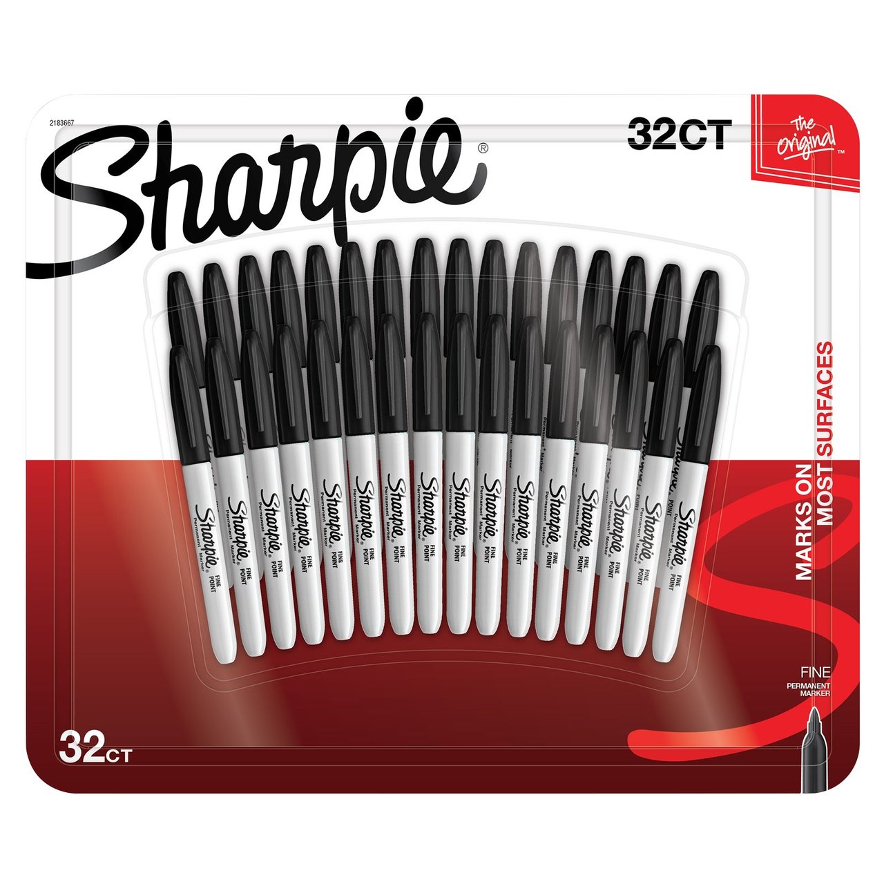 Sharpie Permanent Marker, Fine Point, Black, 32-Count