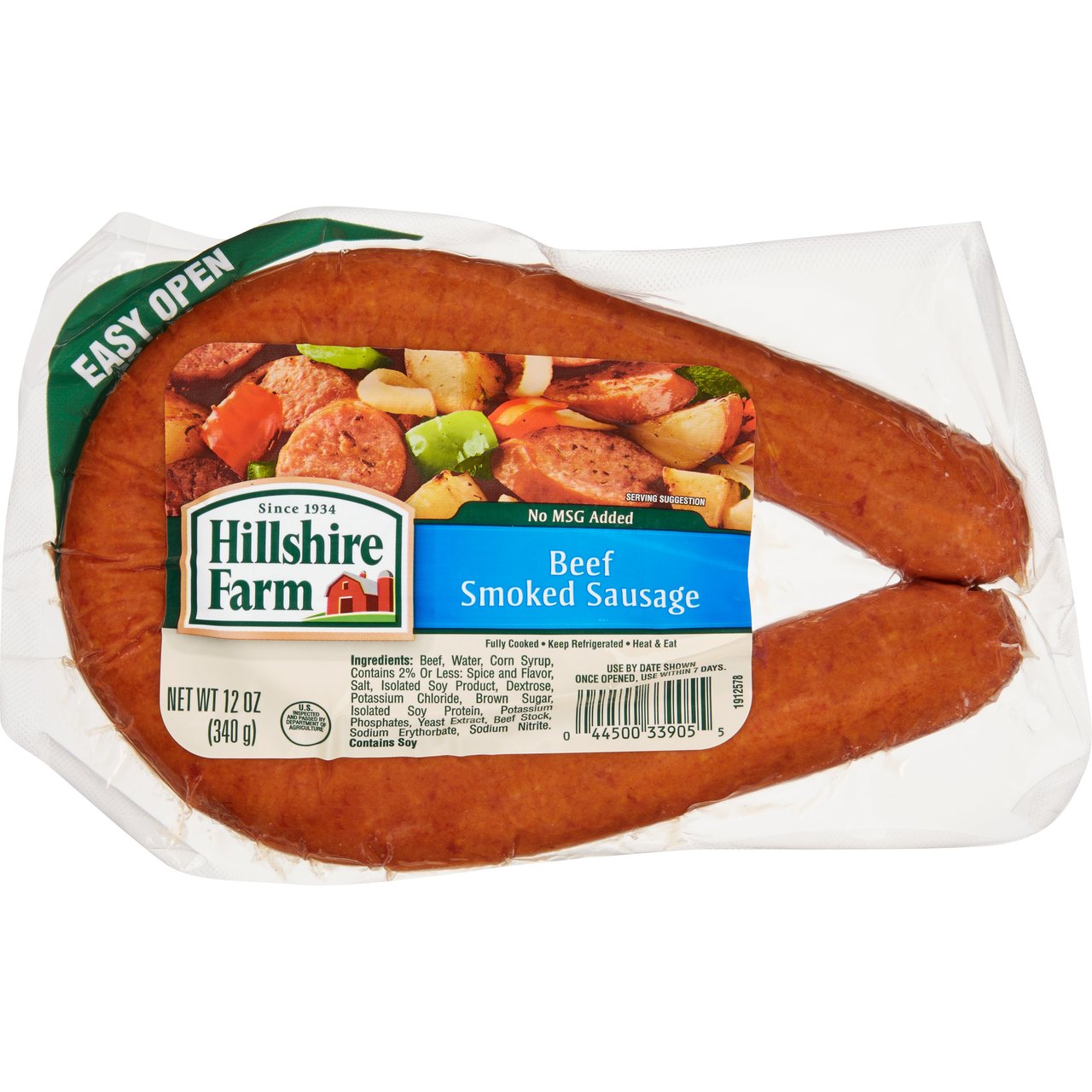 Hillshire Farm Beef Smoked Sausage, 4 Pack, 12 oz Each - Image 1