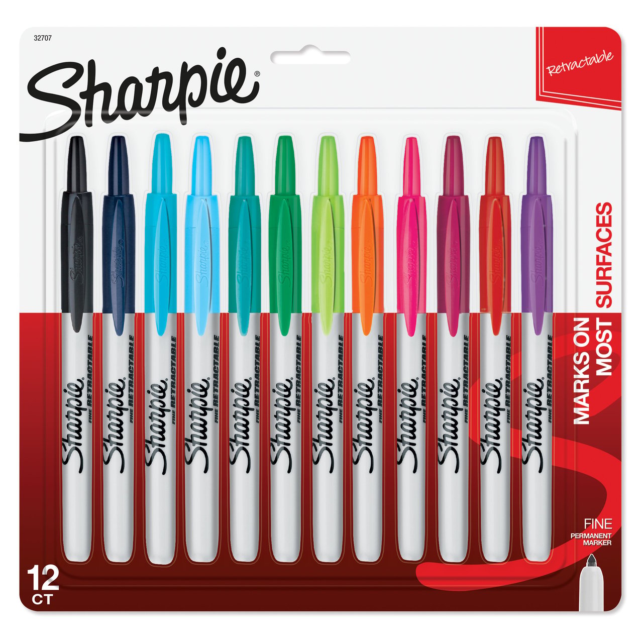 Sharpie Fine Point Retractable Markers SAN32707 Assorted 12 CT - Image 1