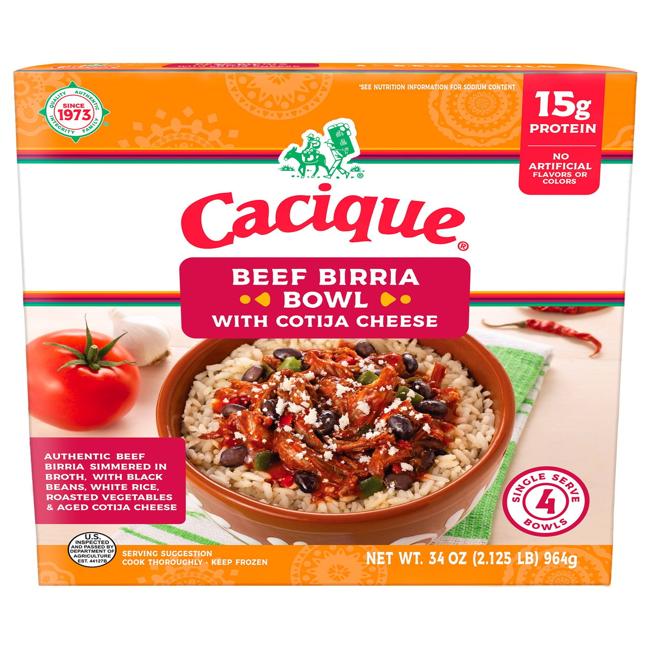 Cacique Beef Birria Bowls with Cotija Cheese, 4 × 8.5 oz - Image 1