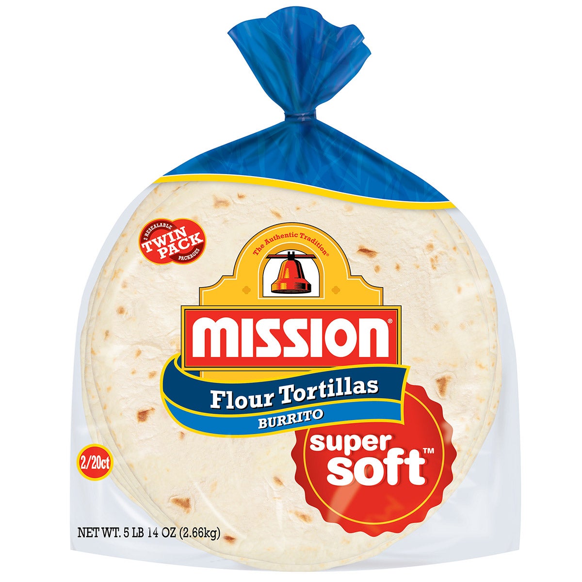 Mission 10" Flour Tortillas, 2 Bags of 20 Count, 94 oz - Image 1