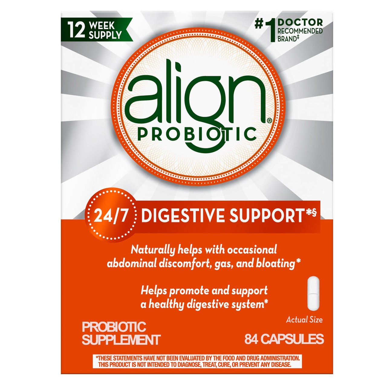 Align Daily Probiotic Supplement Capsules, 84 Count - Image 1