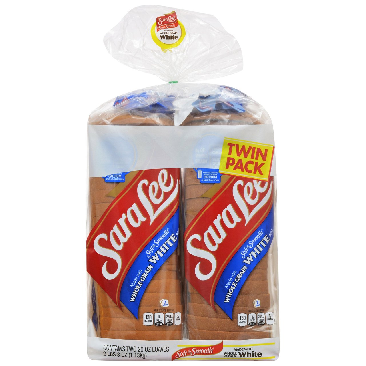Sara Lee Soft & Smooth Whole Grain White Bread, 2/20 oz Loaves - Image 1