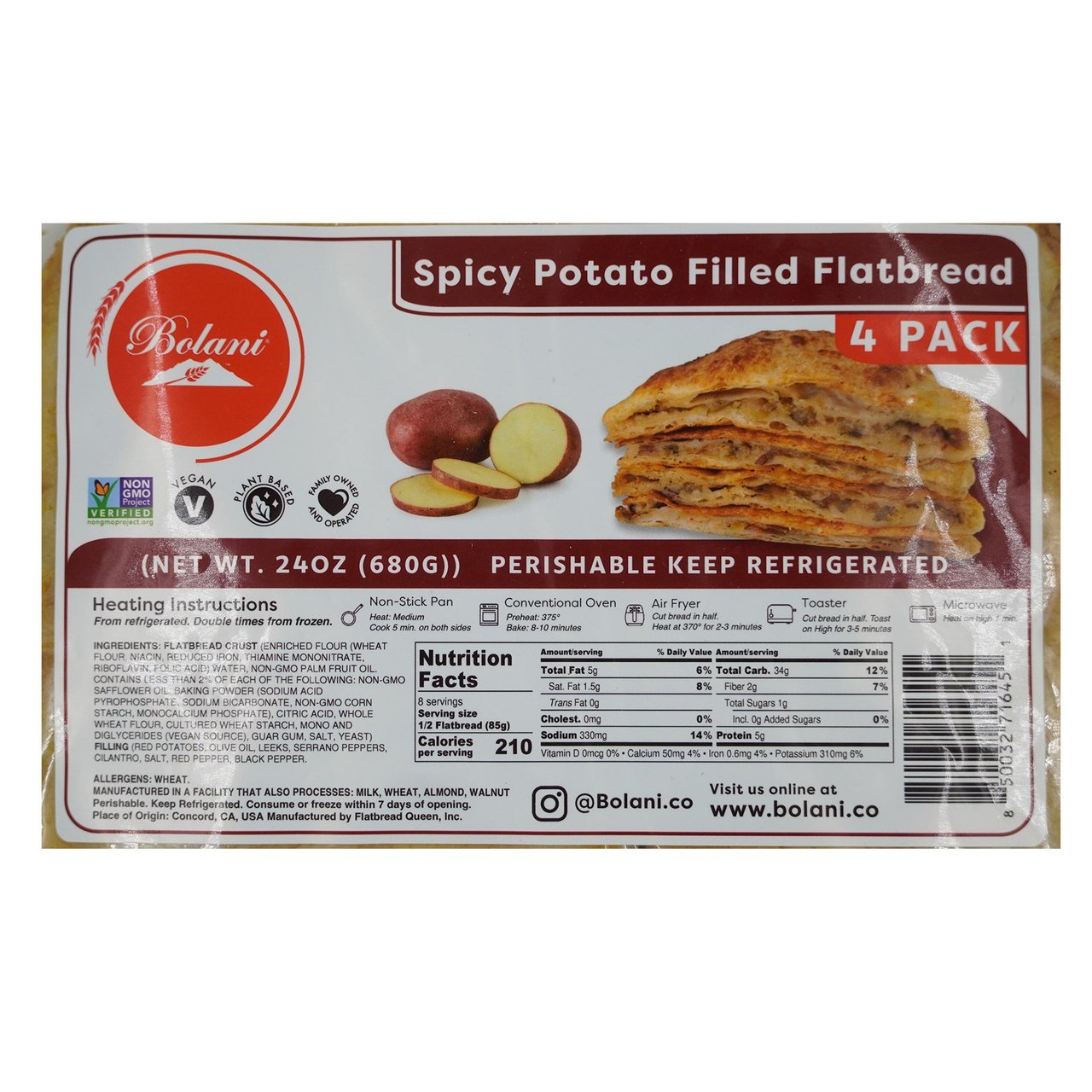 Flatbread Queen Spicy Potato Bolani 4/6 oz - Image 1