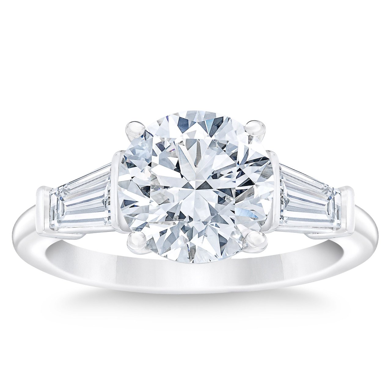 3.47CTW ROUND DIAMOND PLATINUM 2 BAG RING 3.05CT CENTER VVS1 "I" - Image 1