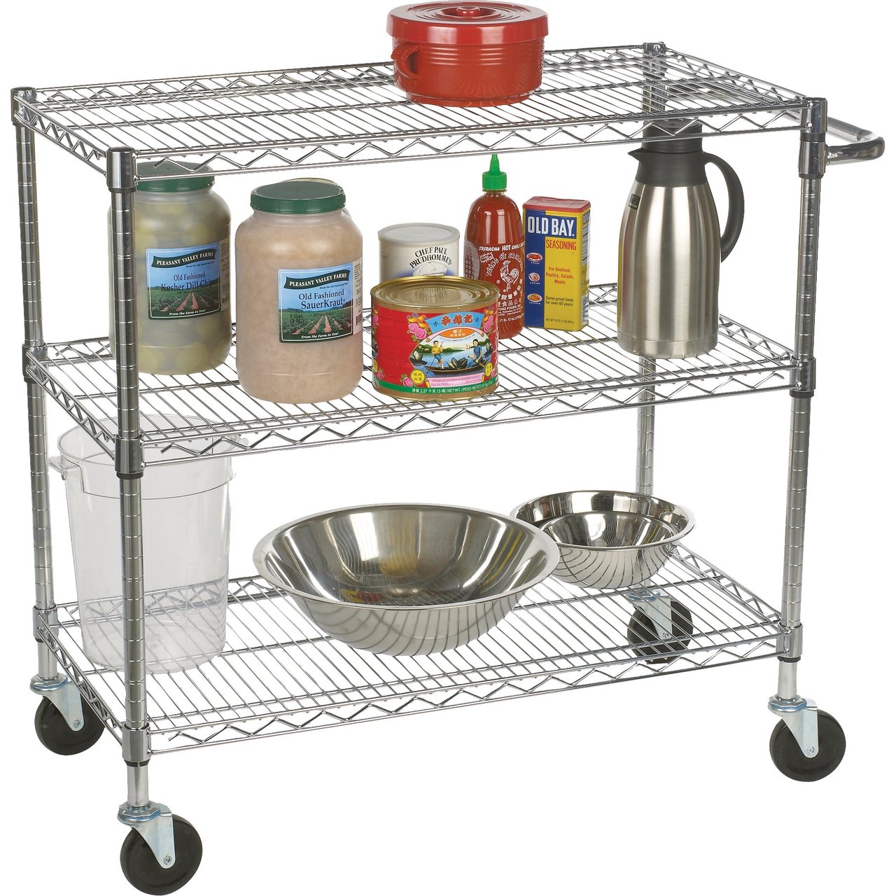 Trinity NSF 3-Tier Commercial Chrome Cart - Image 1