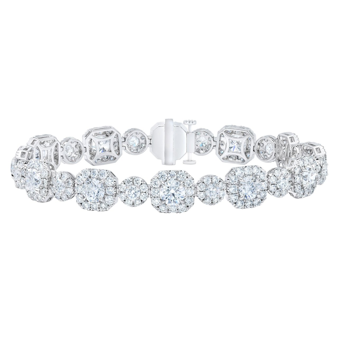 18KT WHITE GOLD VS2 I 12CTW ROUND DIAMOND BRACELET - Image 1