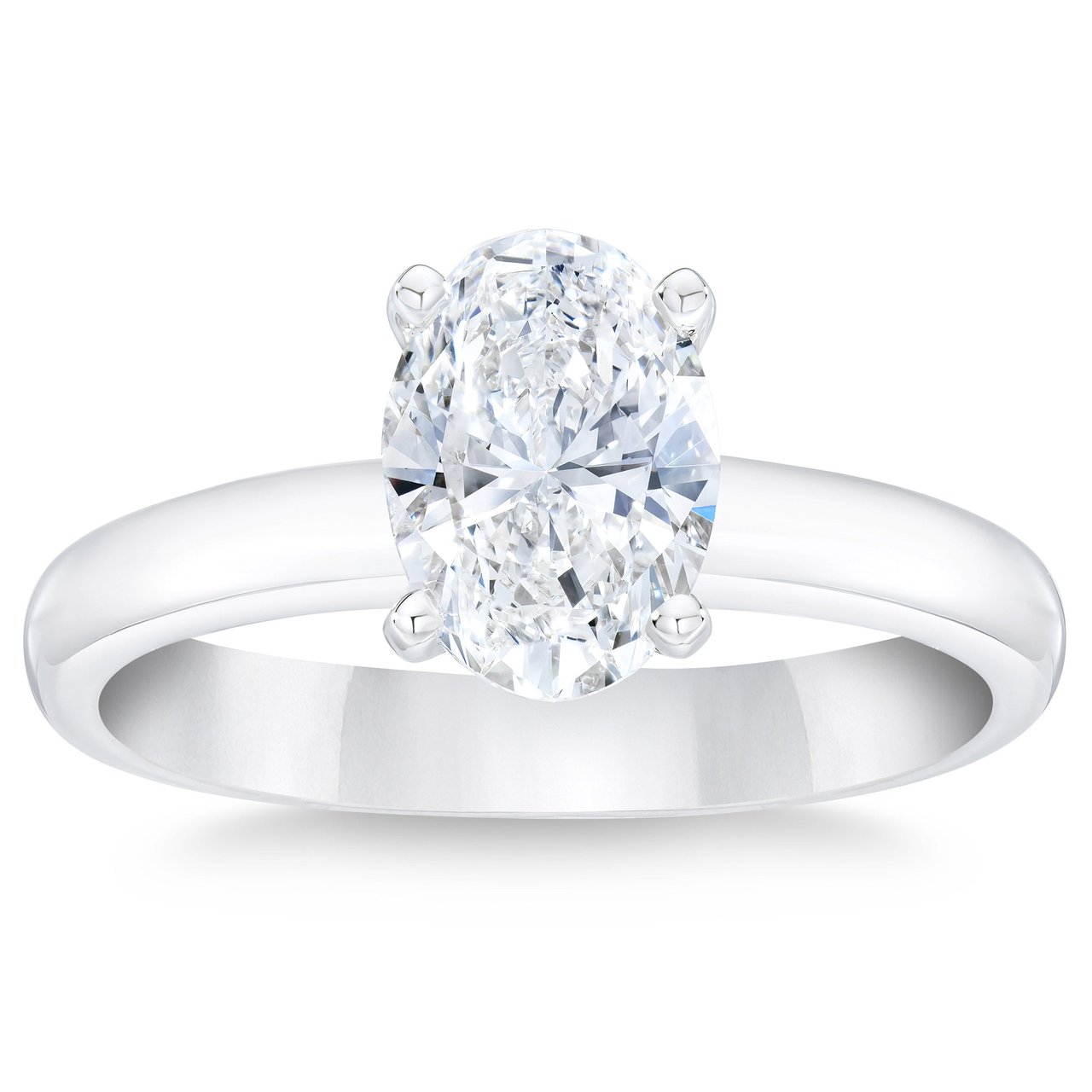 1.50 CT Oval Cut Platinum Solitaire Ring, VS2 Clarity, G Color Diamond - Image 1
