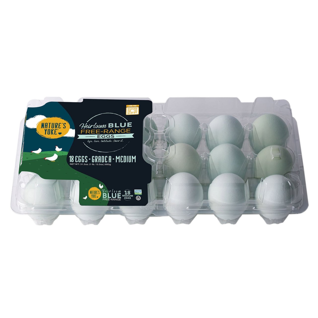 Nature's Yoke Heirloom Blue Eggs Free Range 18 CT - Image 1
