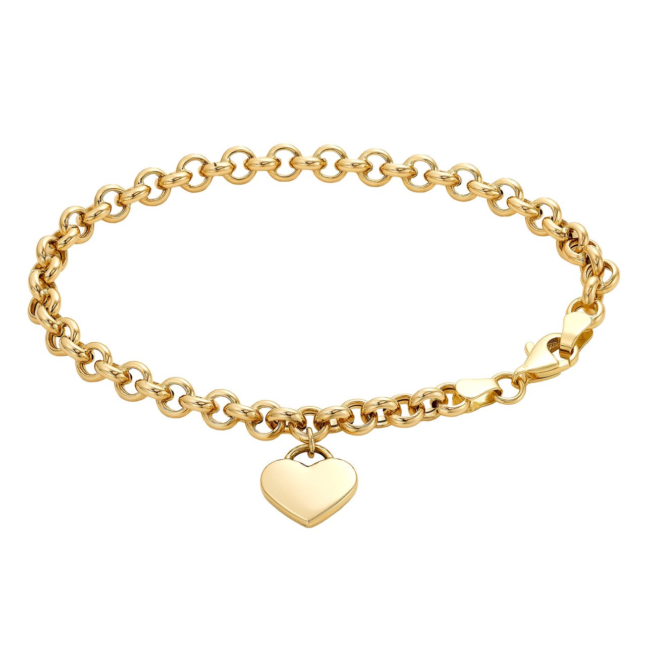 14kt Yellow Gold Heart Charm Rolo Bracelet - Image 1