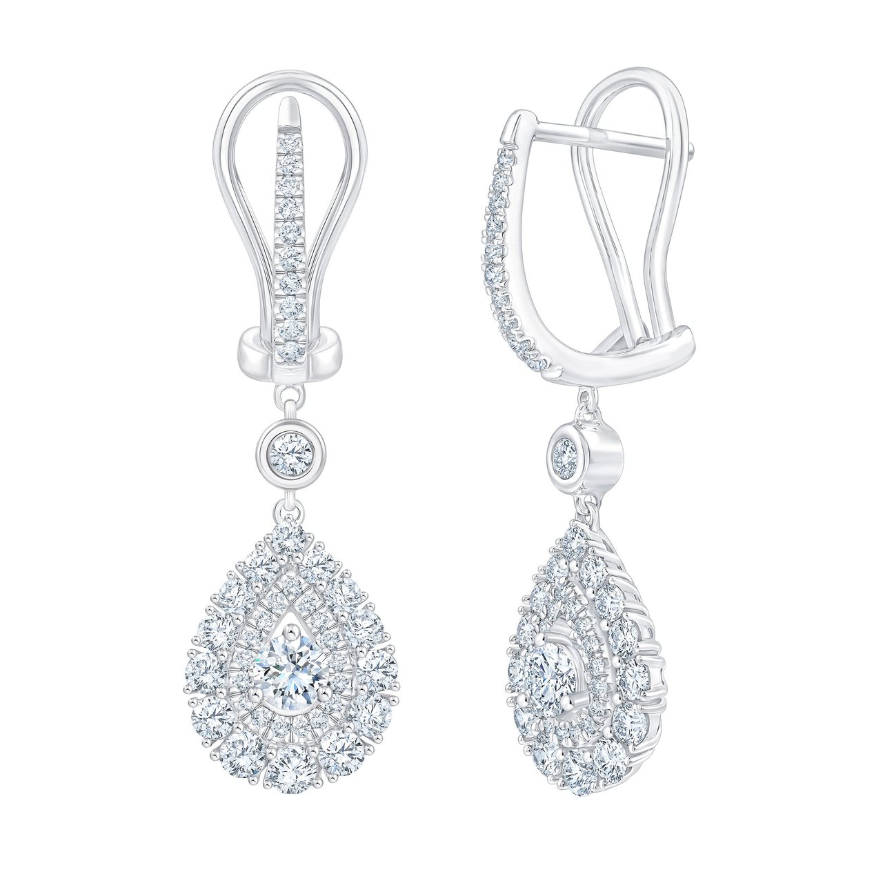 14kt White Gold VS2 I 1.50 CTW Round Brilliant Diamond Dangle Earrings - Image 1