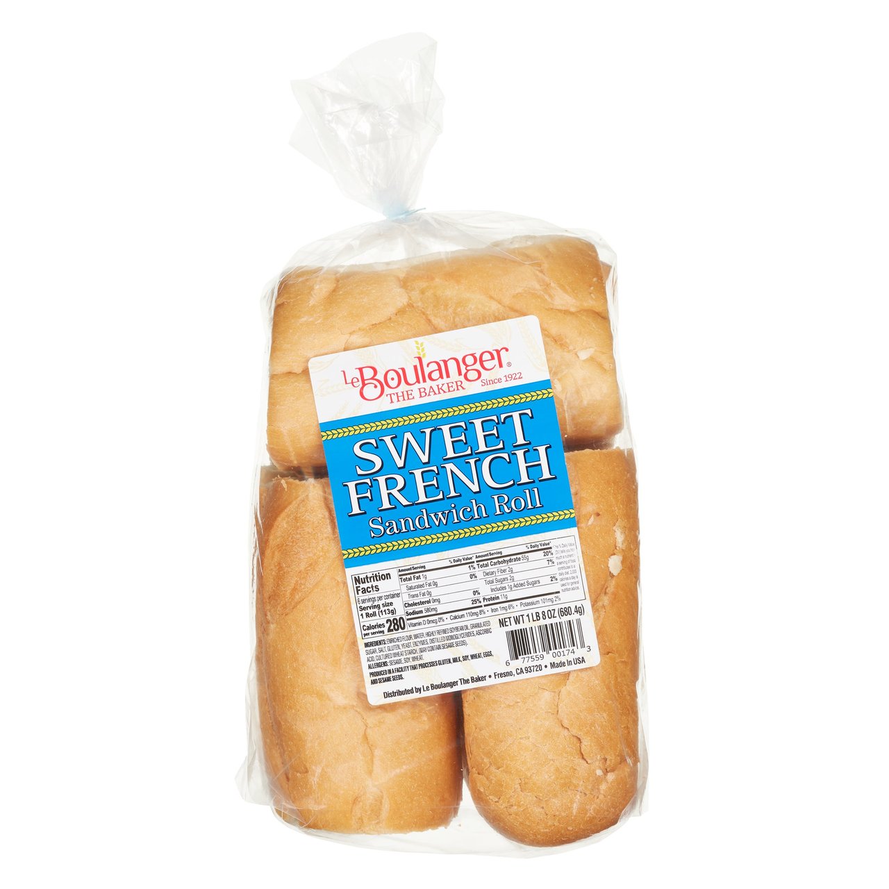 Le Boulanger Sweet French Sandwich Rolls, 6 ct / 8 oz - Image 1