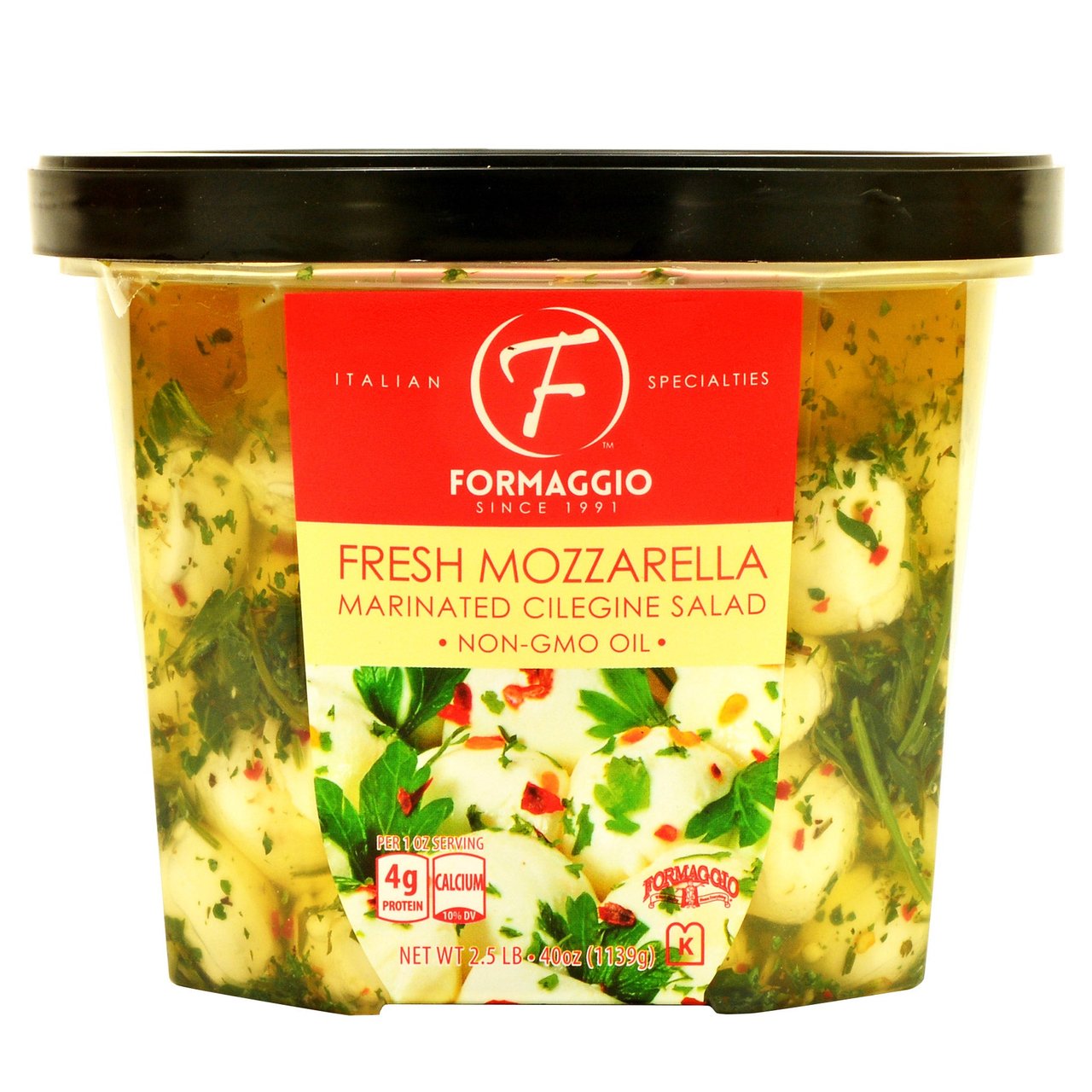 Formaggio Marinated Mozzarella 40 Ounce Container - Image 1