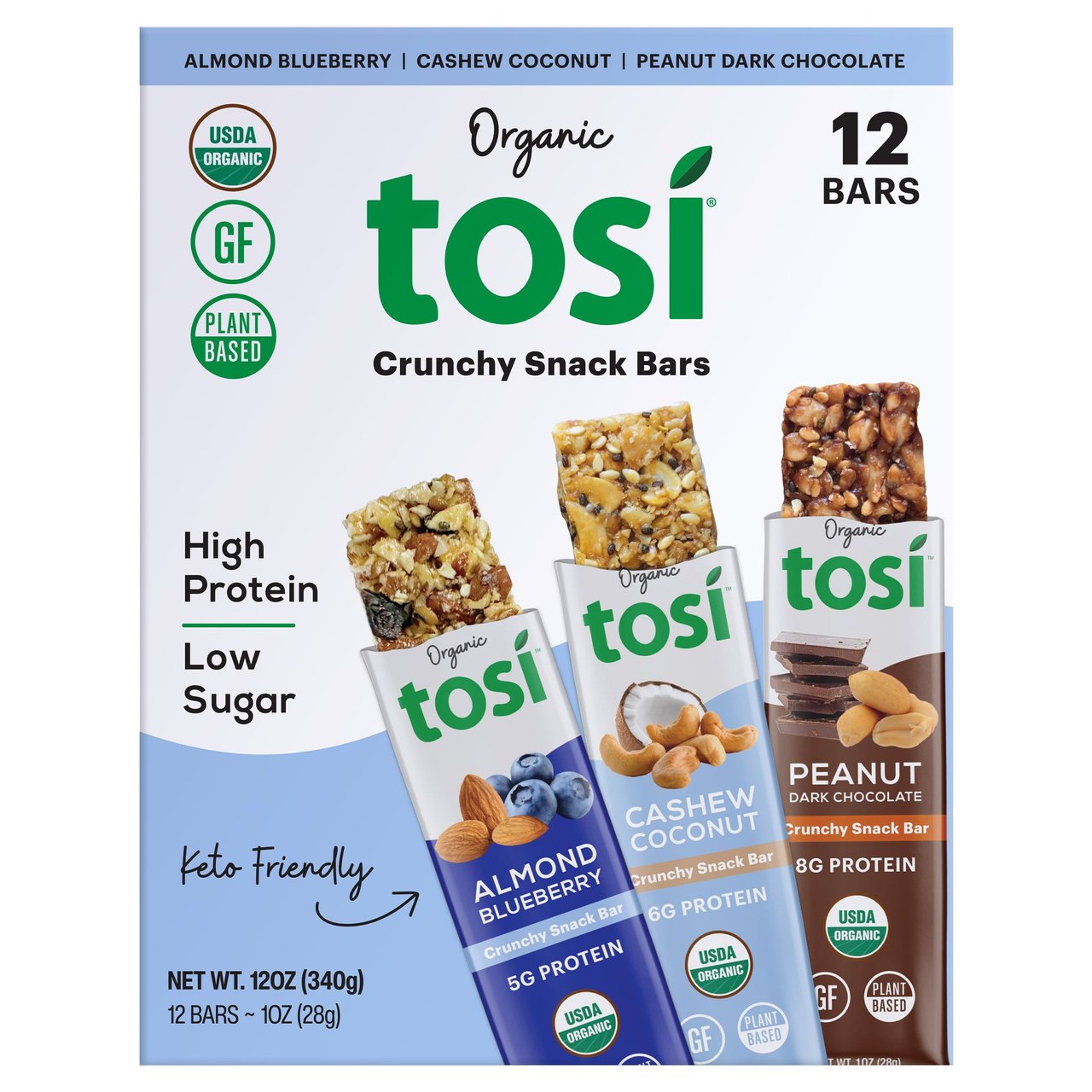 Tosi Organic Crunchy Snack Bar Variety, 12-Count, 1 oz Bars - Image 1