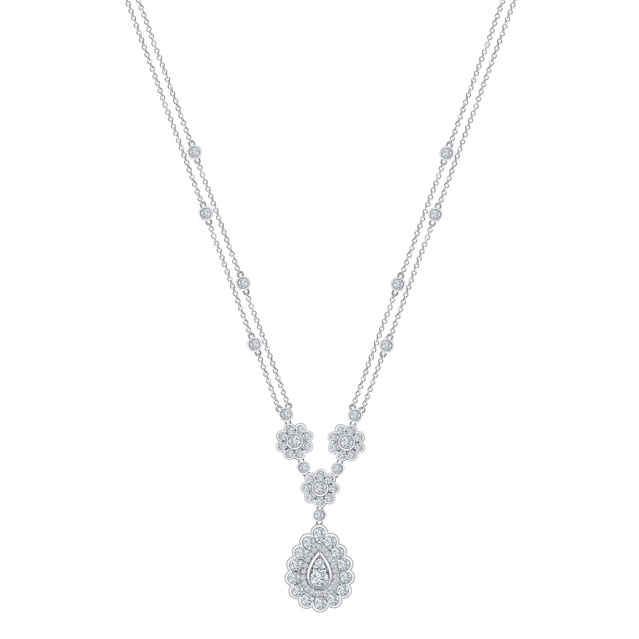 14kt White Gold VS2 H 2.50 CTW Round Diamond 17" Necklace - Image 1