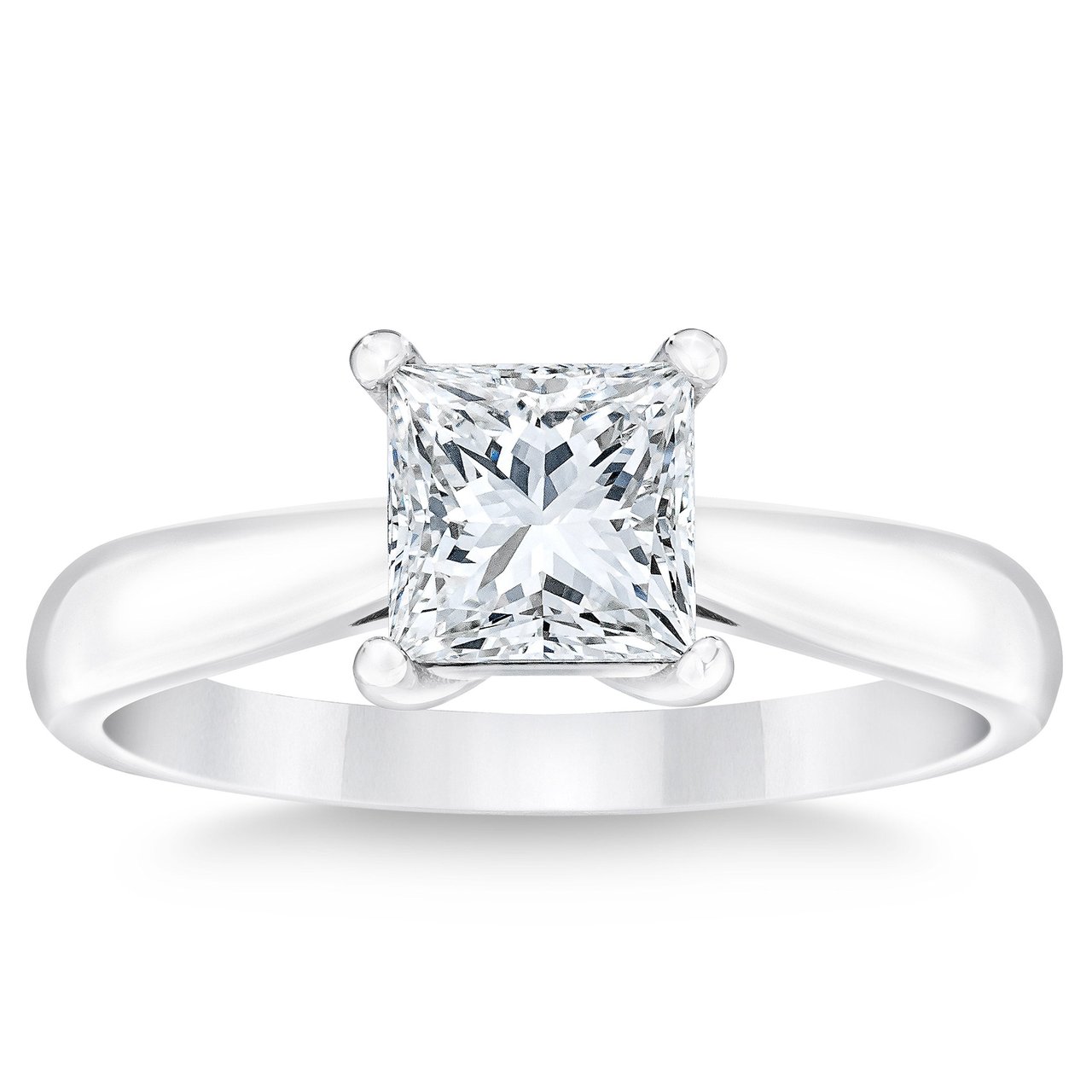 1.05 CT Princess Cut Platinum Solitaire Ring, VS2 "G" Color - Image 1