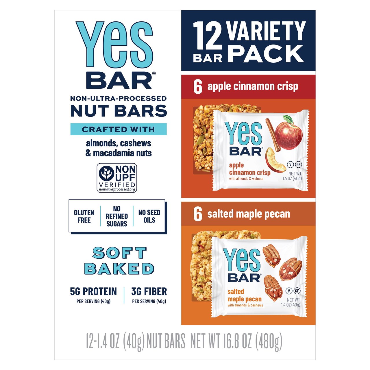 YES BAR VARIETY APPLE AND MAPLE 12 BARS 1.40 OZ EACH - Image 1