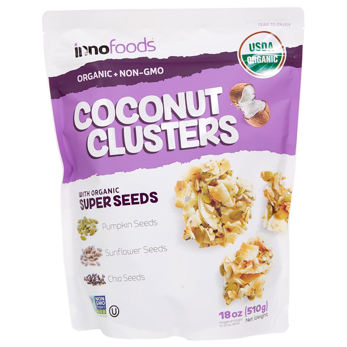 Inno Foods Organic Coconut Clusters with Super Seeds, 18 oz