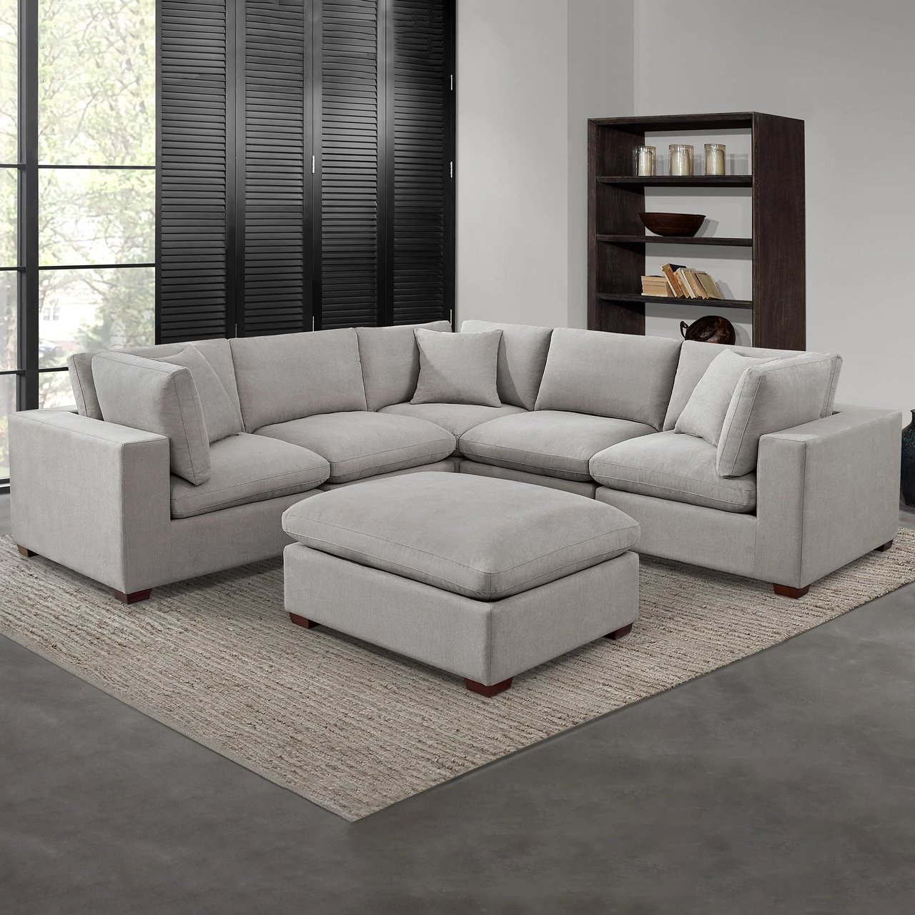 Thomasville Lowell 6-Piece Fabric Modular Sectional with Ottoman - Image 1