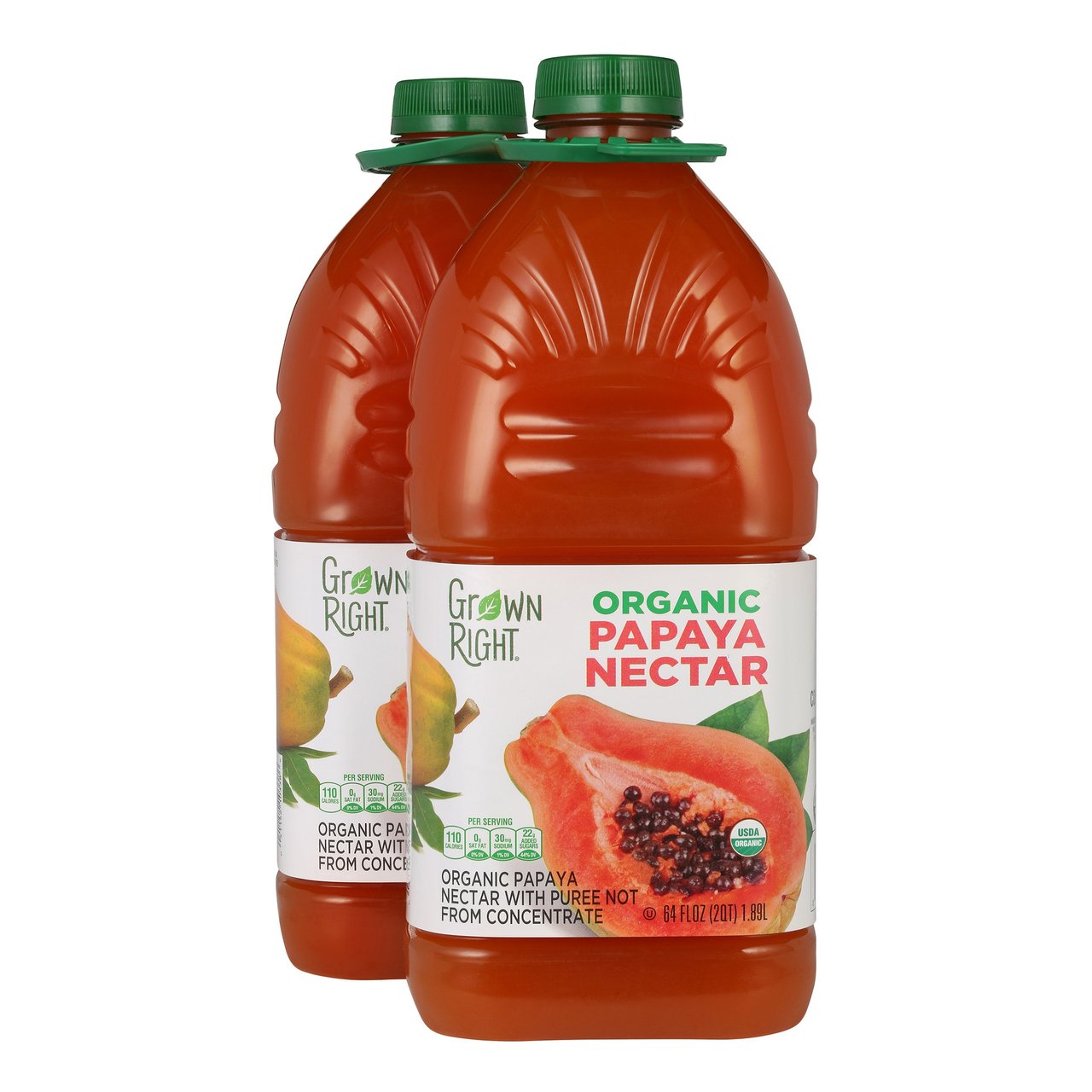 Grown Right Organic Papaya Nectar, 2 x 64 fl oz - Image 1
