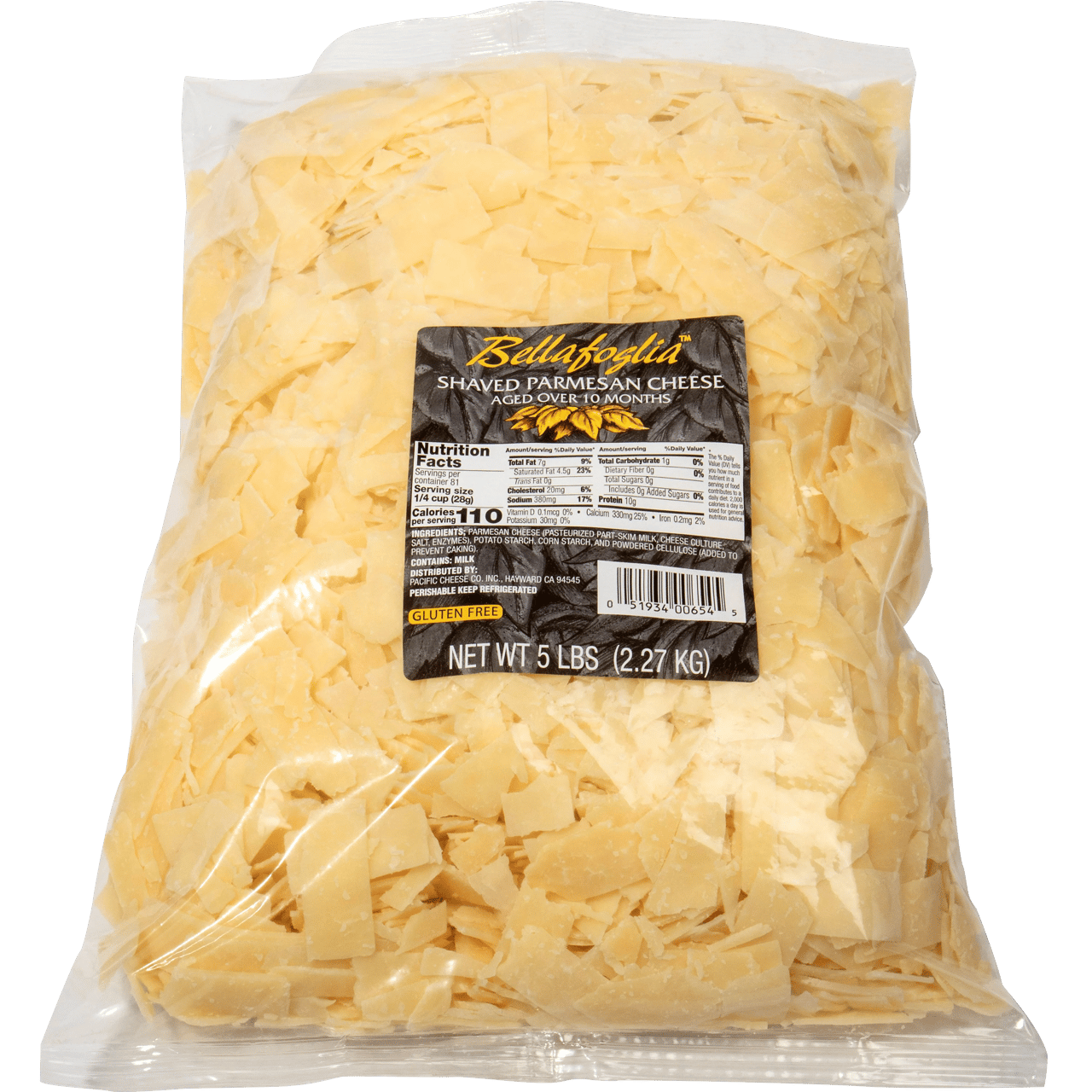 Bellafoglia Aged Parmesan Cheese, Shaved, 5 lbs