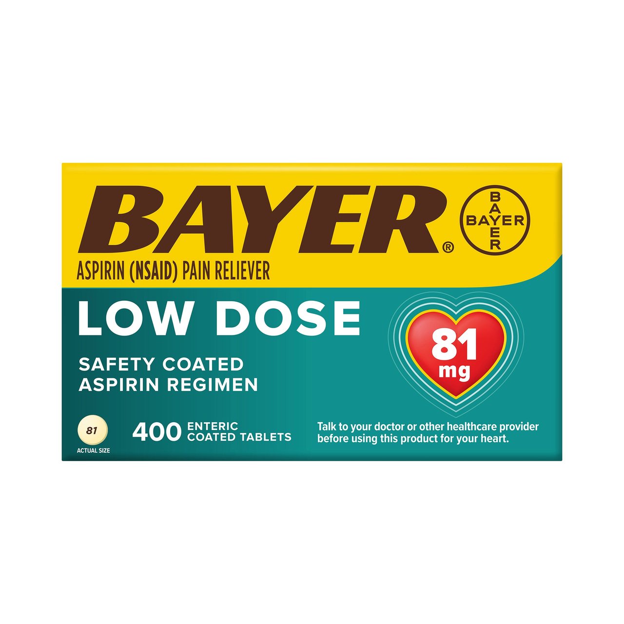 Bayer Low Dose 81mg Aspirin Regimen 400 Tablets - Image 1