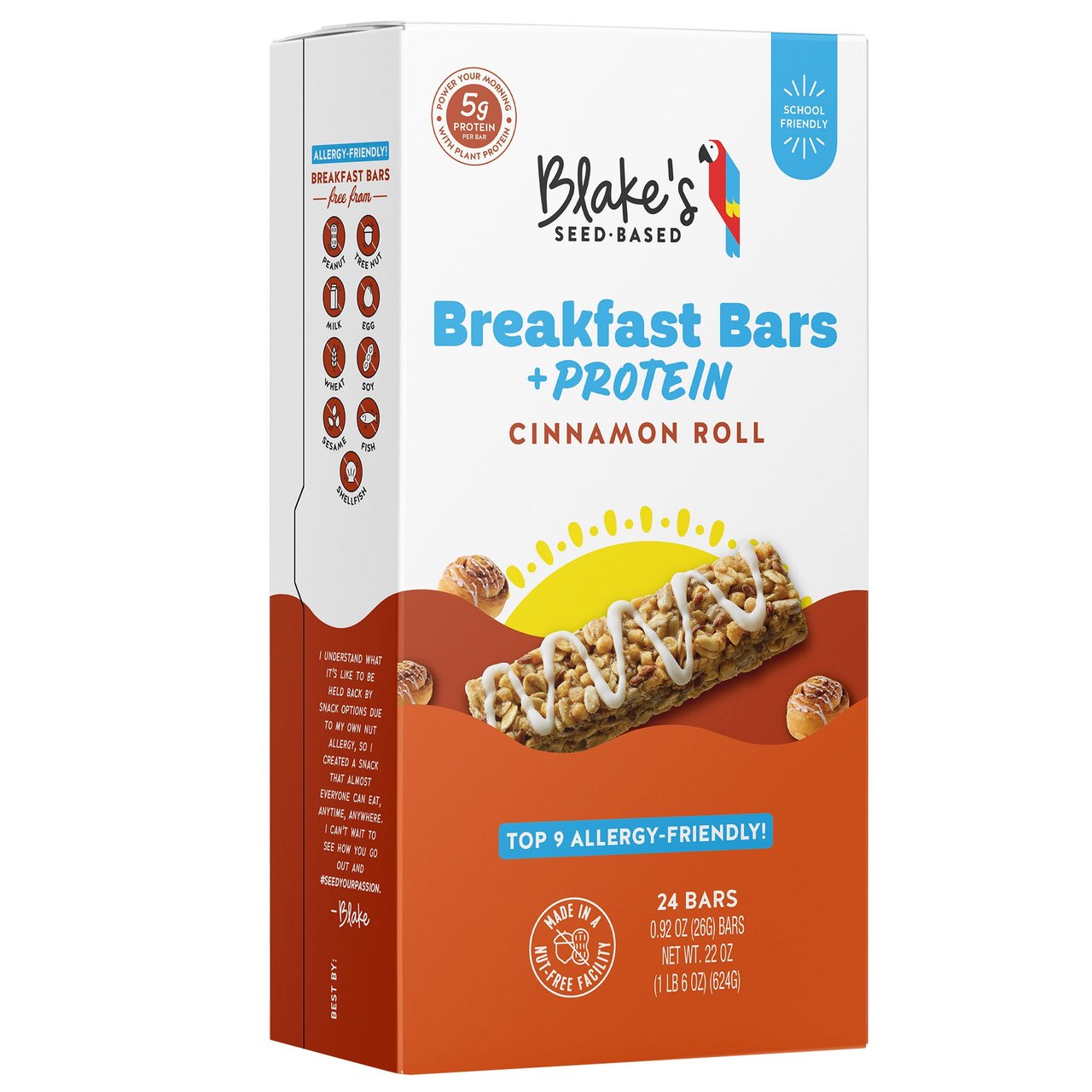 Blake's Seed Based Cinnamon Roll Breakfast Bar + Protein, 24 CT - Image 1