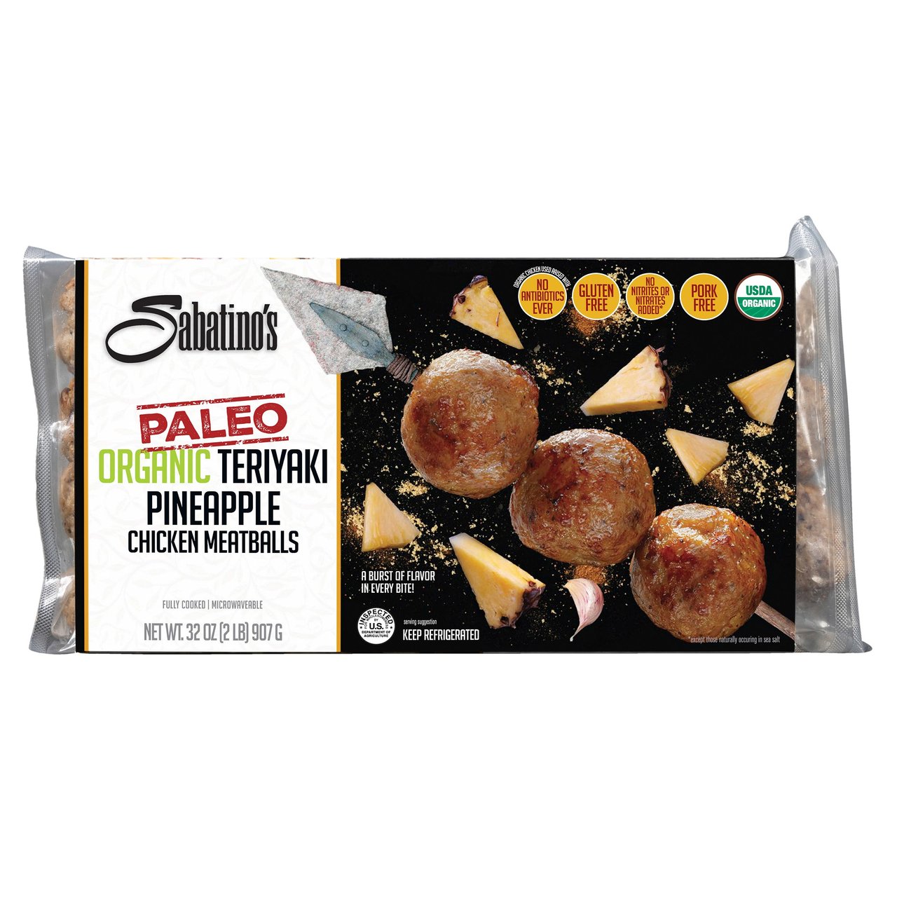 Sabatino's Organic Paleo Teriyaki Chicken Meatballs, 2 Pack (16 oz Each) - Image 1