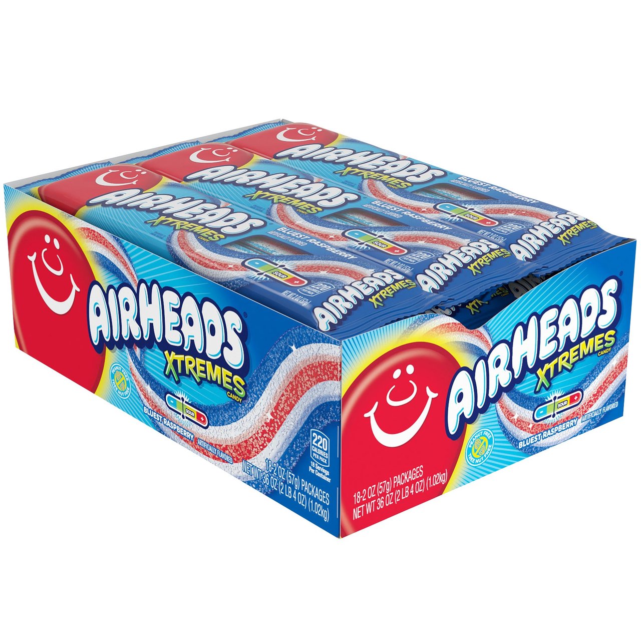 Airheads Xtremes Bluest Raspberry Sour Belts, 18 ct / 2 oz
