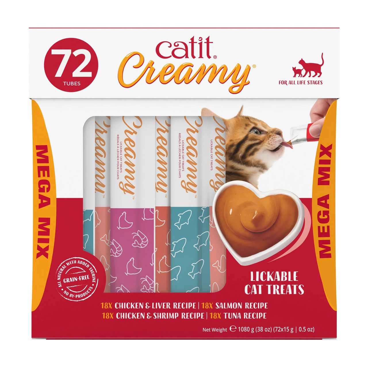 Catit Creamy Lickable Cat Treats Mega Mix, 72-Count - Image 1