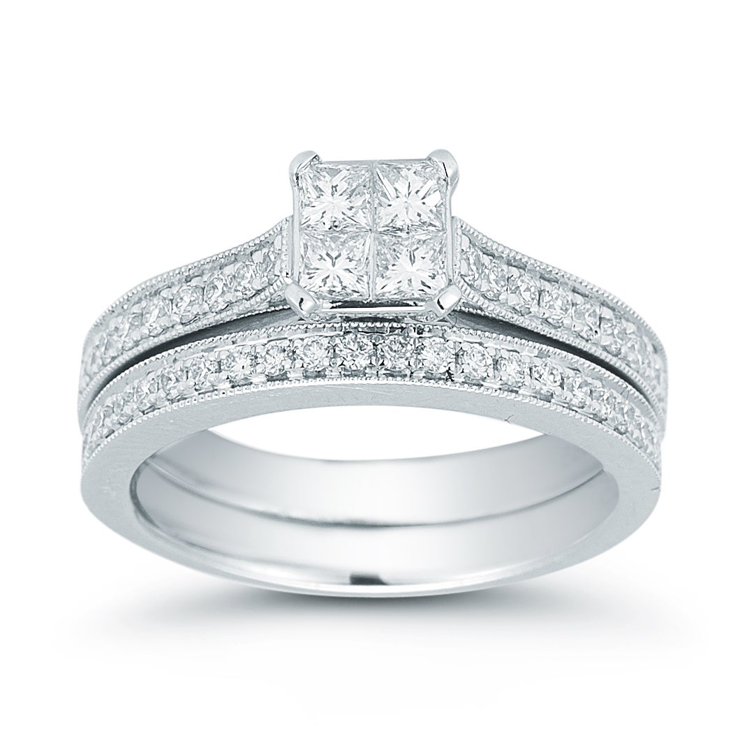 14kt White Gold 1.00ctw VS2, I Diamond Wedding Set - Image 1