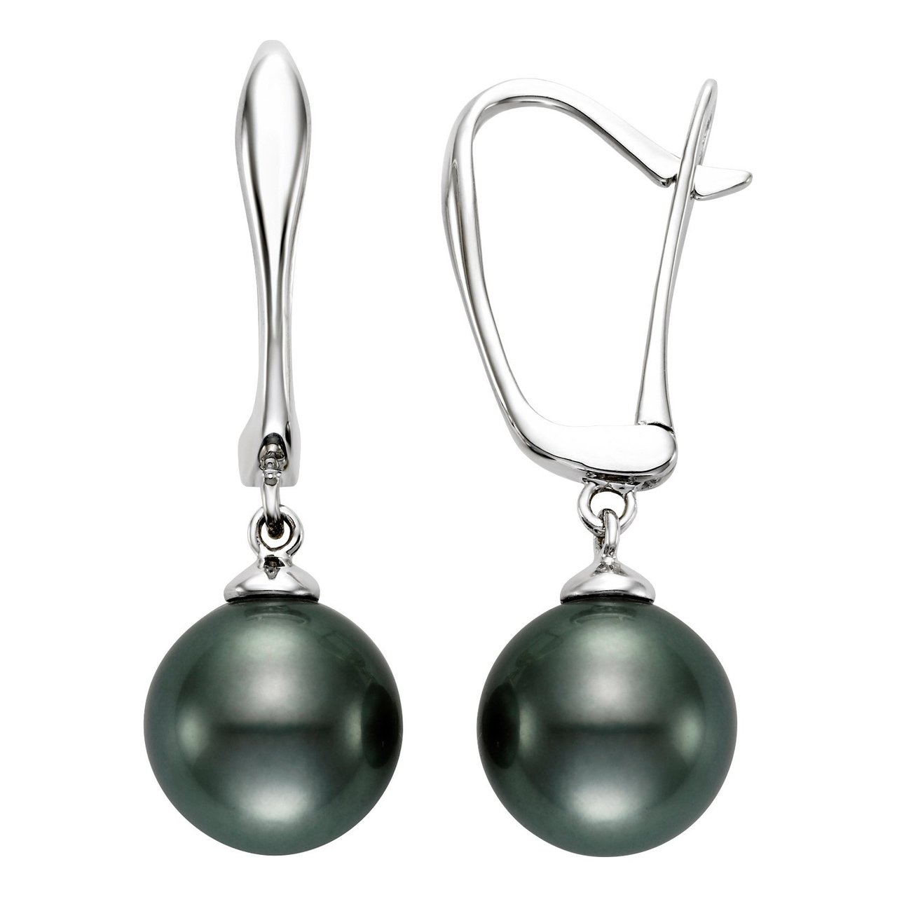 14kt Gold 9-10mm Tahitian Cultured Pearl Drop Earrings - Image 1