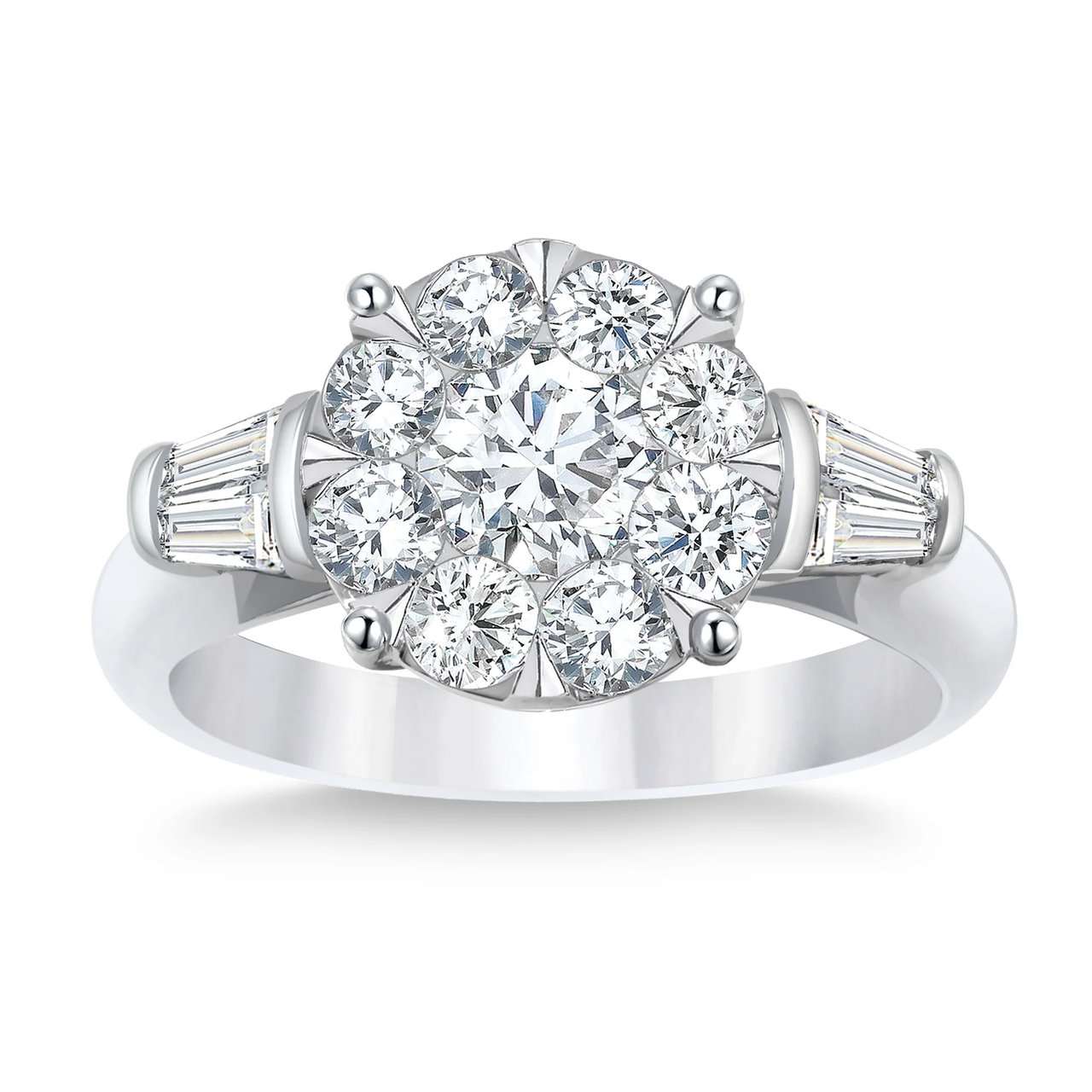 Platinum VS2 I 1.68 ctw Round Diamond Ring (0.70 ct Center) - Image 1
