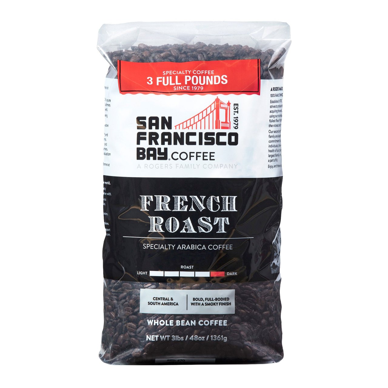 San Francisco Bay French Roast Coffee 3 lbs Whole Bean - Image 1