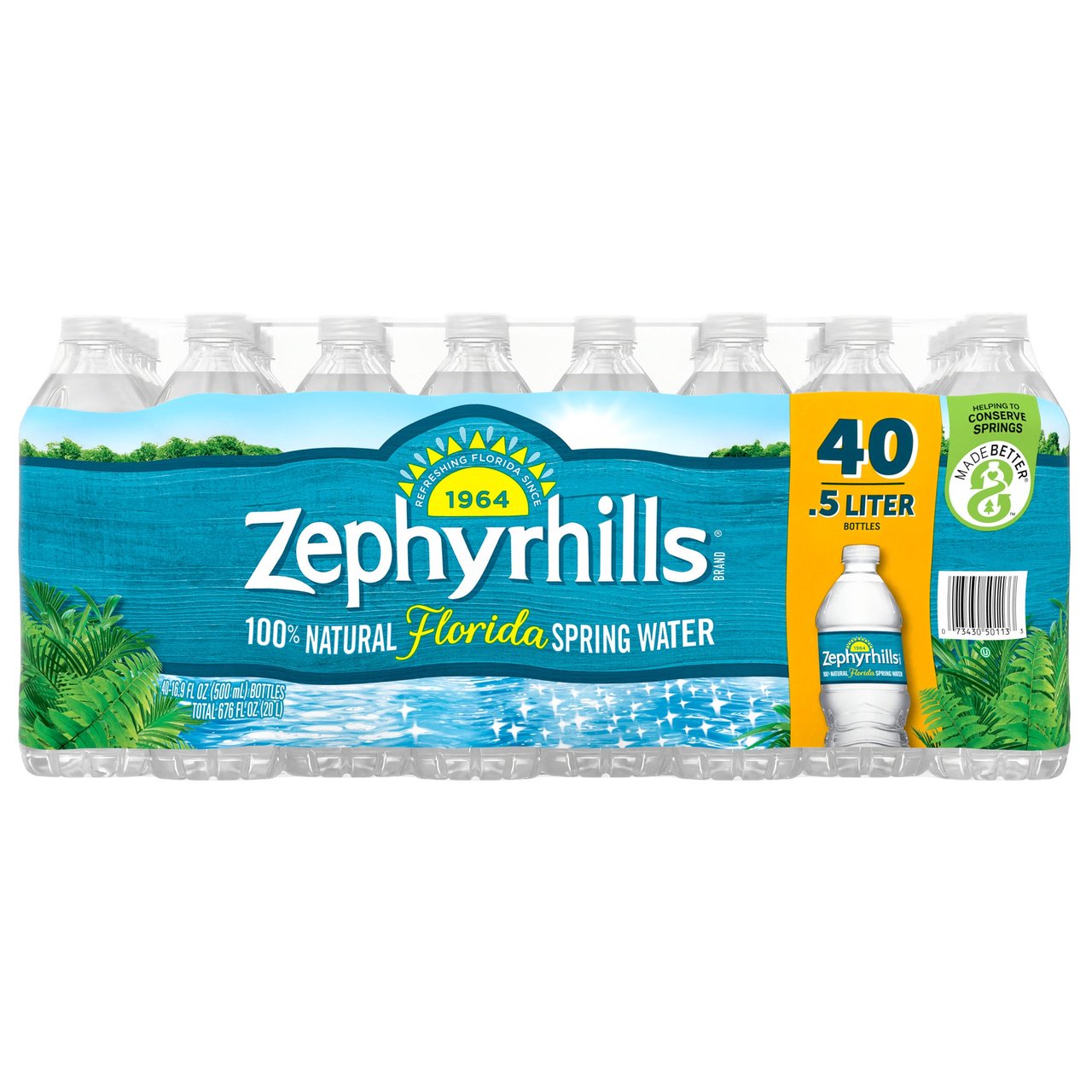 Zephyrhills 100% Natural Spring Water, 40 Pack of 16.9 oz Bottles
